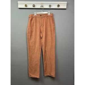 Monoprix Terracotta Pinstripe Linen Cotton Pants French Size 40 US 8 High Rise